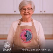 Фартух не товстий я у формі, бежевий, на жінці в кухні, бренд.