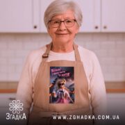 Фартух встала і пішла жити то життя, бежевий, з принтом, на фоні. ракурс 5