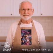 Фартух встала і пішла жити то життя, бежевий, з принтом, на фоні. ракурс 6