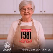 Фартух з вашим роком, бежевий на кухонному фоні, бренд Згадка.