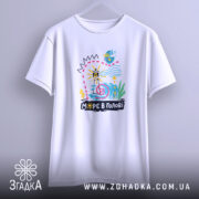 Футболка море в голові, на вішалці, простий крій, яскравий принт, бренд Згадка.