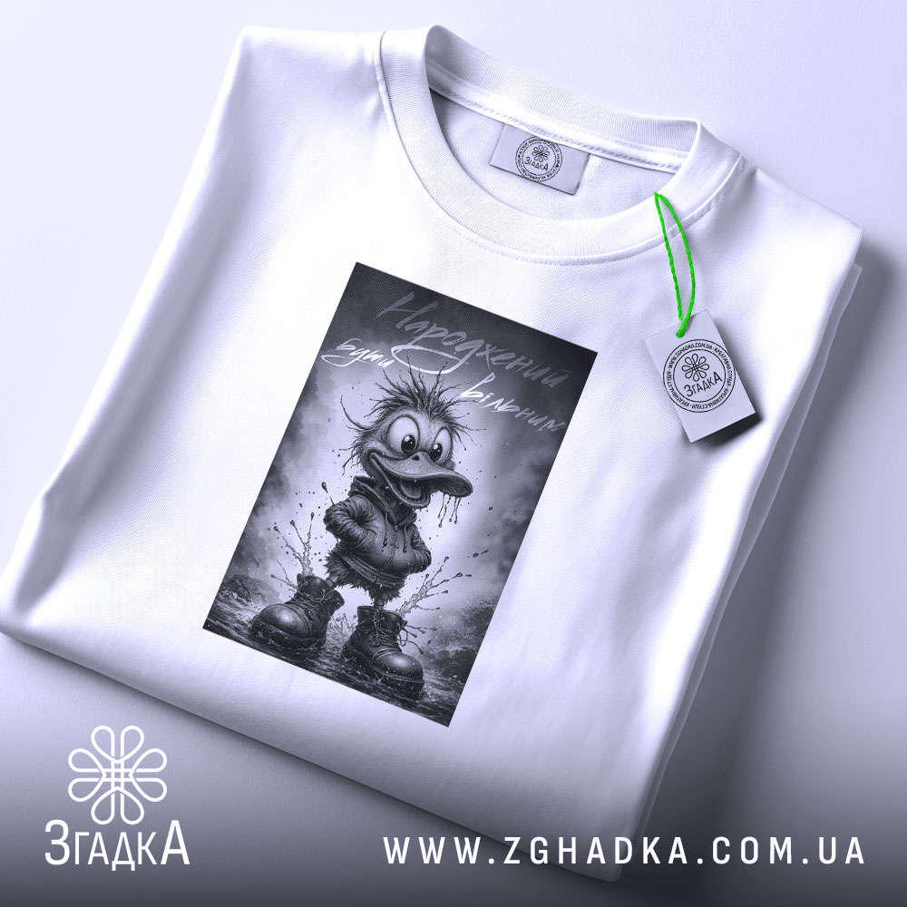 Футболка народжений бути вільним, складена з принтом, бренд Згадка.