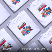 Футболка roblox команда, розкладена, біла, принт з персонажами, бренд Згадка.