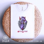 Футболка шінігамі японський демон, біла, на кошику, деталі тканини, Згадка.