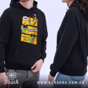 Худі який прекрасний блядський день, чорний колір, двоє людей, принт змій, бренд.