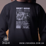 Світшот колаж фото для мами, чорний, деталі принта, бренд Згадка.