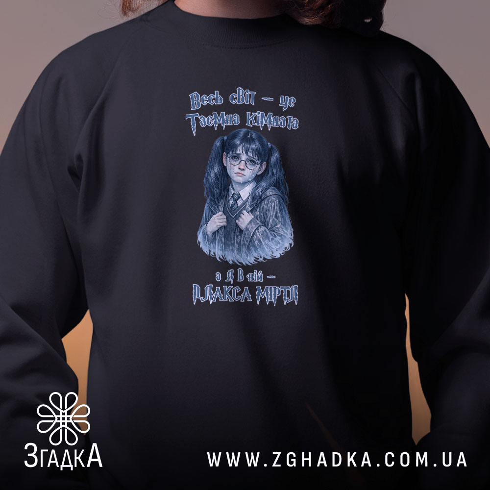 Світшот Світ, як таємна кімната, детальний вигляд принта, бренд Згадка.