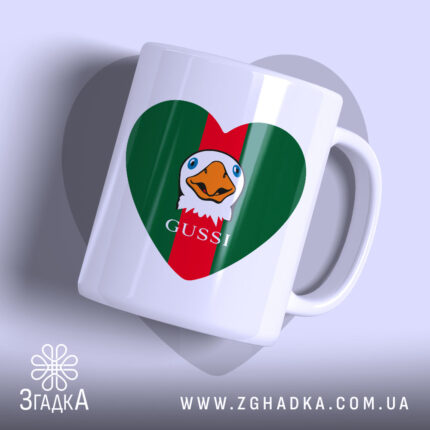 Чашка gussi мемний принт з малюнком птаха, матова поверхня, бренд Згадка.