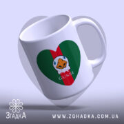 Чашка gussi мемний принт, ракурс зверху, ручка зліва, бренд Згадка.