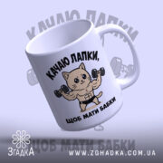 Чашка качаю лапки щоб мати бабки, кот у спортивному стилі, ракурс зверху,.
