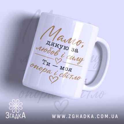 Чашка мамо дякую за любов з золотим написом Згадка.
