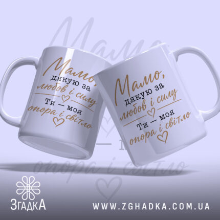 Чашка мамо дякую за любов, дві чашки з принтом Згадка.