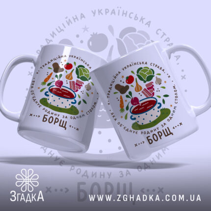 Чашка принт борщ з двома чашками, що показують принт, Згадка.