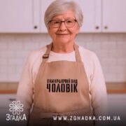 Фартух чоловік вимираючий вид, бежевий, на жінці в кухні, бренд Згадка.