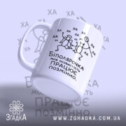 Чашка біполярочка, ракурс з боку, білий фон, глянцева, бренд Згадка.