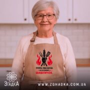 Фартух батько смажить шашличок, бежевий, на бабусі, затишна кухня, бренд Згадка.