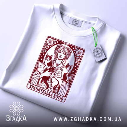 Футболка хранителька котів, складена, з етикеткою, бренд Згадка.