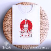 Футболка туди де тепло, на кошику, з принтом, бренд Згадка.