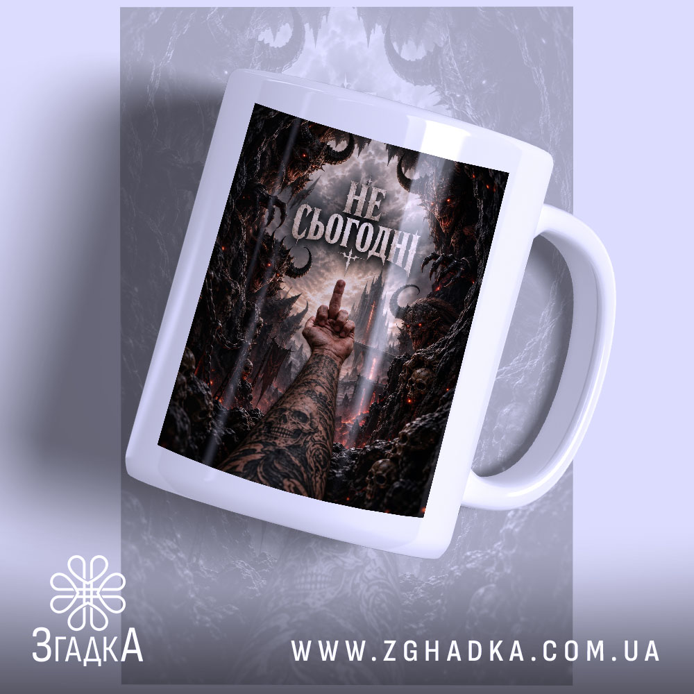Чашка з принтом не сьогодні, головний вигляд товару, Згадка.