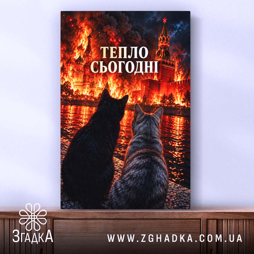 Холст: коти спостерігають за пейзажем.