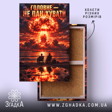 Холст вибух головне не панікувати, головний вигляд товару, Згадка.