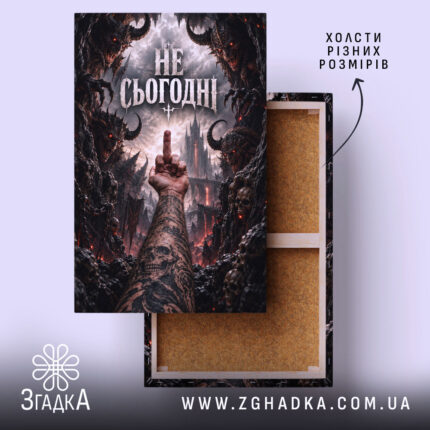 Холст з принтом не сьогодні, головний вигляд товару, Згадка.