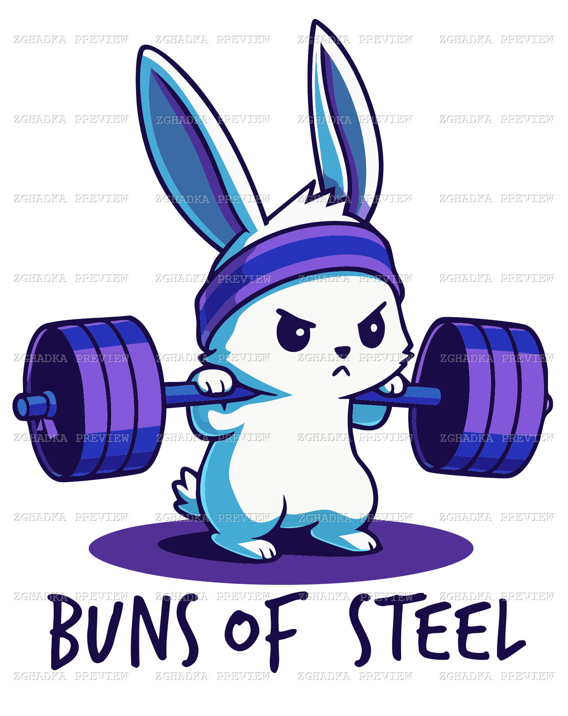 Принт «Buns of steel — спортивний кролик» — прев’ю дизайну