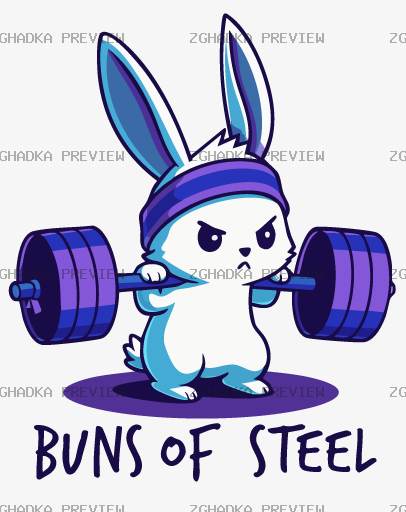 Принт «Buns of steel — спортивний кролик» — прев’ю дизайну