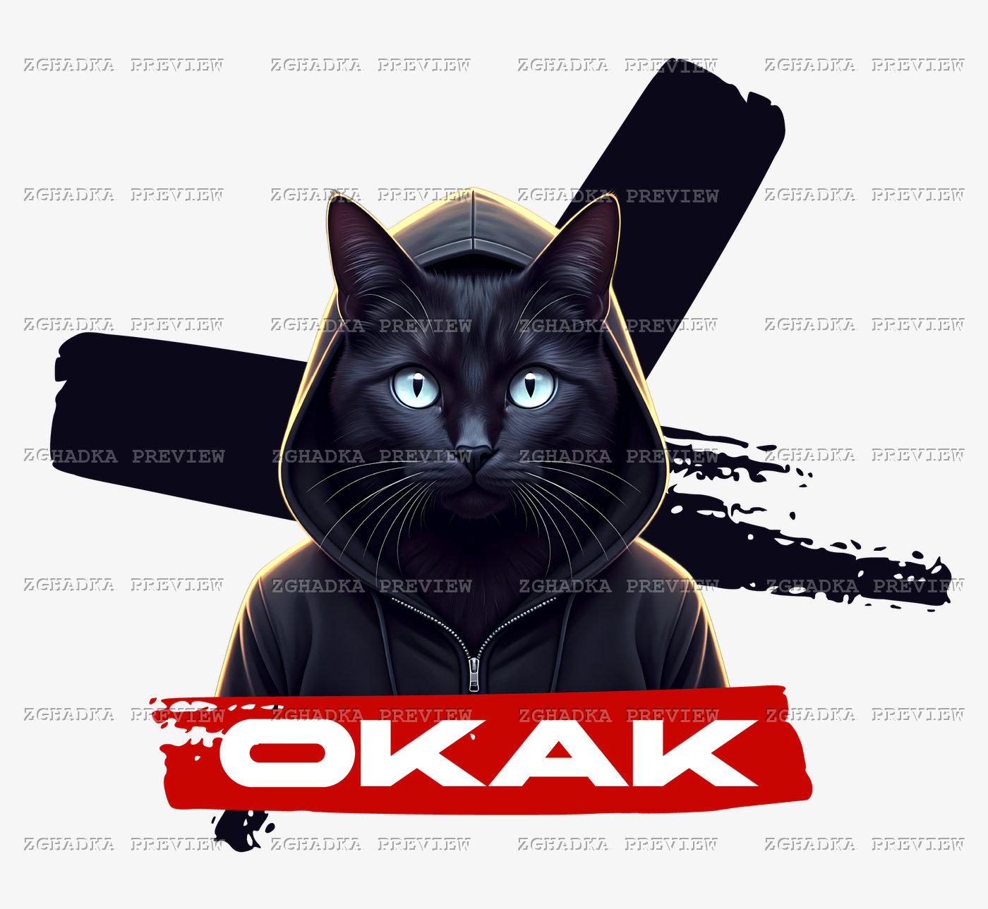 Принт «Окак — кіт у худі» — прев’ю дизайну