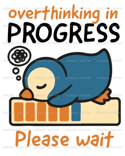 Принт «Overthinking in progress» — прев’ю дизайну