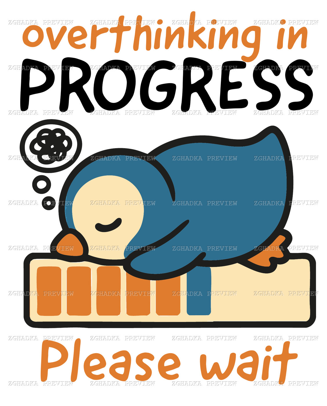 Принт «Overthinking in progress» — прев’ю дизайну