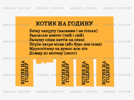 Принт «Котик на годину» — прев’ю дизайну