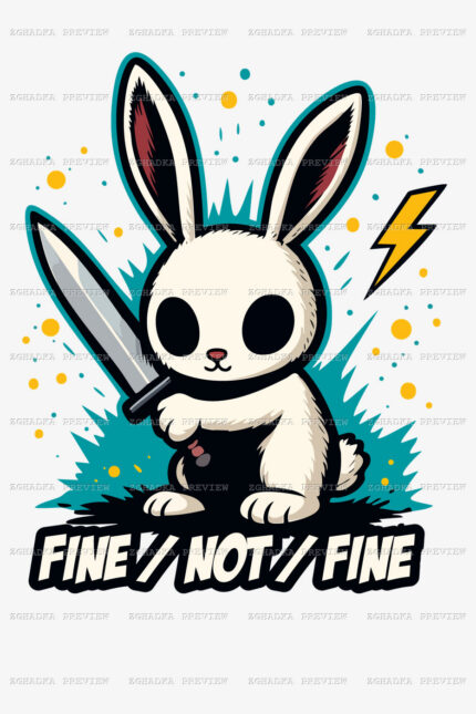 Принт «Кролик — Fine / Not / Fine» — прев’ю дизайну