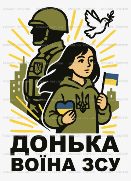 Принт «Донька воїна ЗСУ — серце в долонях» — прев’ю дизайну