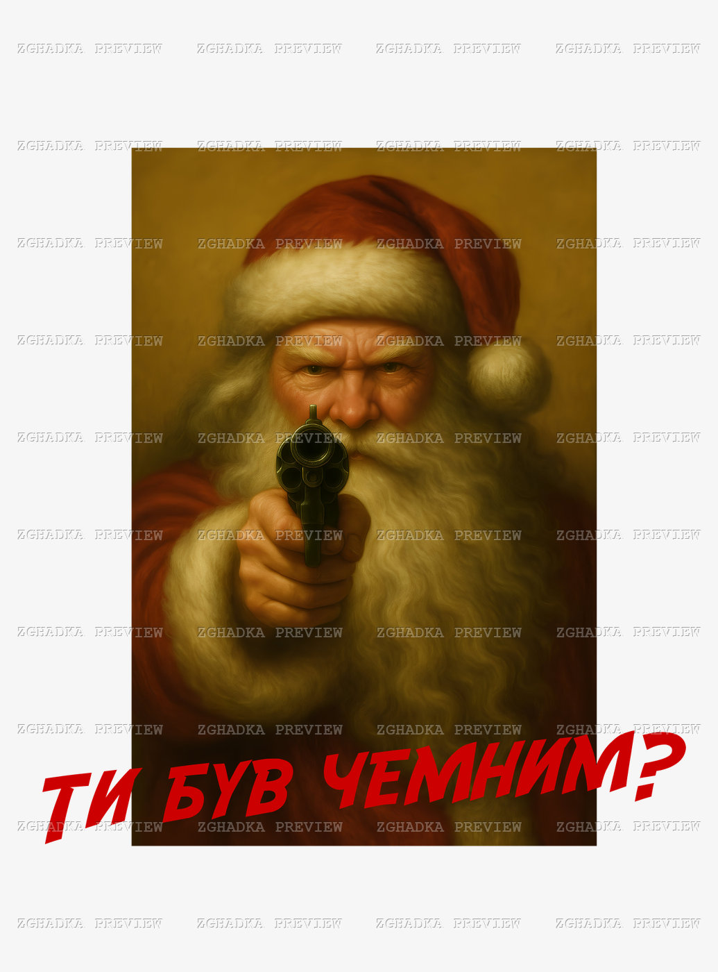 Принт «Суворий Санта — ти був чемним?» — прев’ю дизайну