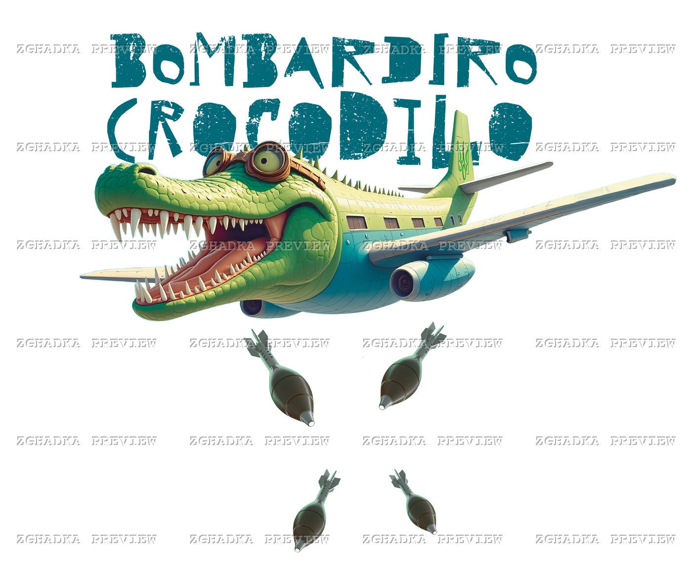Принт «Bombardiro Crocodilo» — прев’ю дизайну
