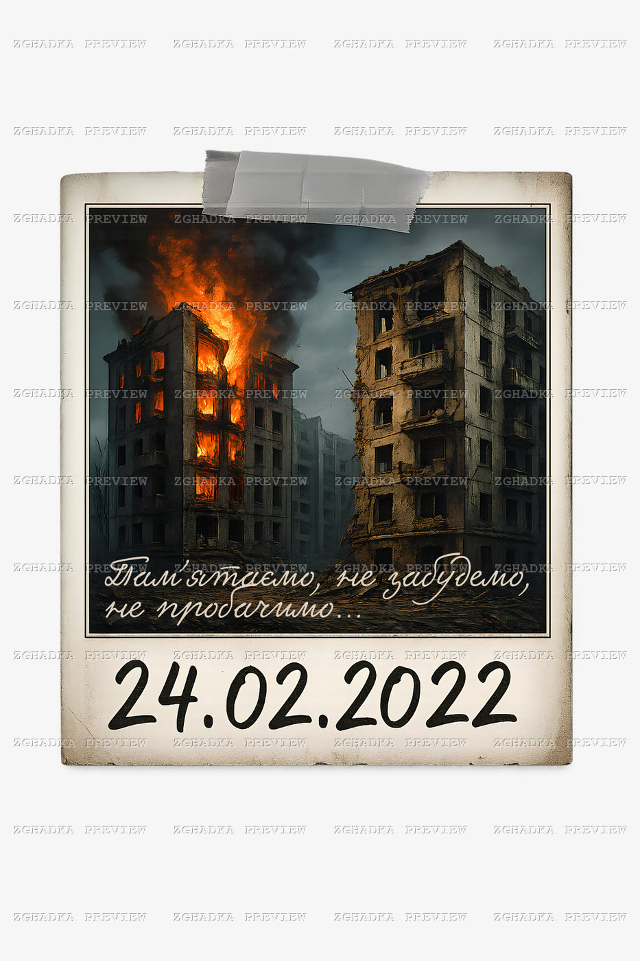 Принт «24.02.2022 — пам’ятаємо» — прев’ю дизайну