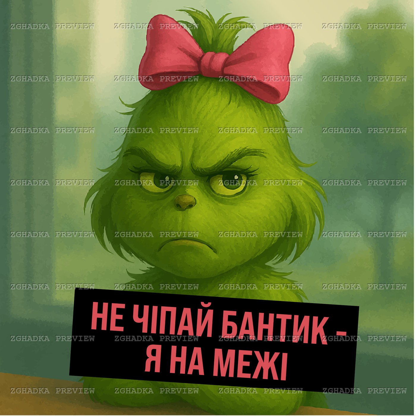 Принт «Не чіпай бантик — я на межі» — прев’ю дизайну