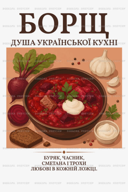 Принт «Борщ — душа української кухні» — прев’ю дизайну