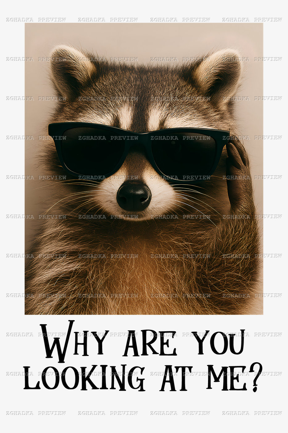 Принт «Єнот в окулярах — Why are you looking at me?» — прев’ю дизайну
