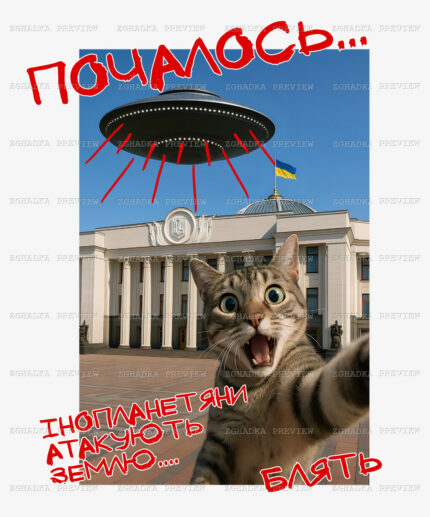 Принт «Почалось — коти й інопланетяни» — прев’ю дизайну