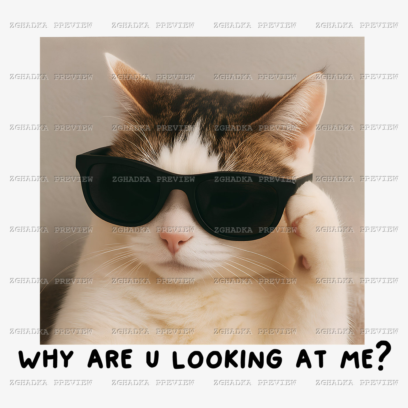 Принт «Кіт в окулярах — Why are u looking at me?» — прев’ю дизайну