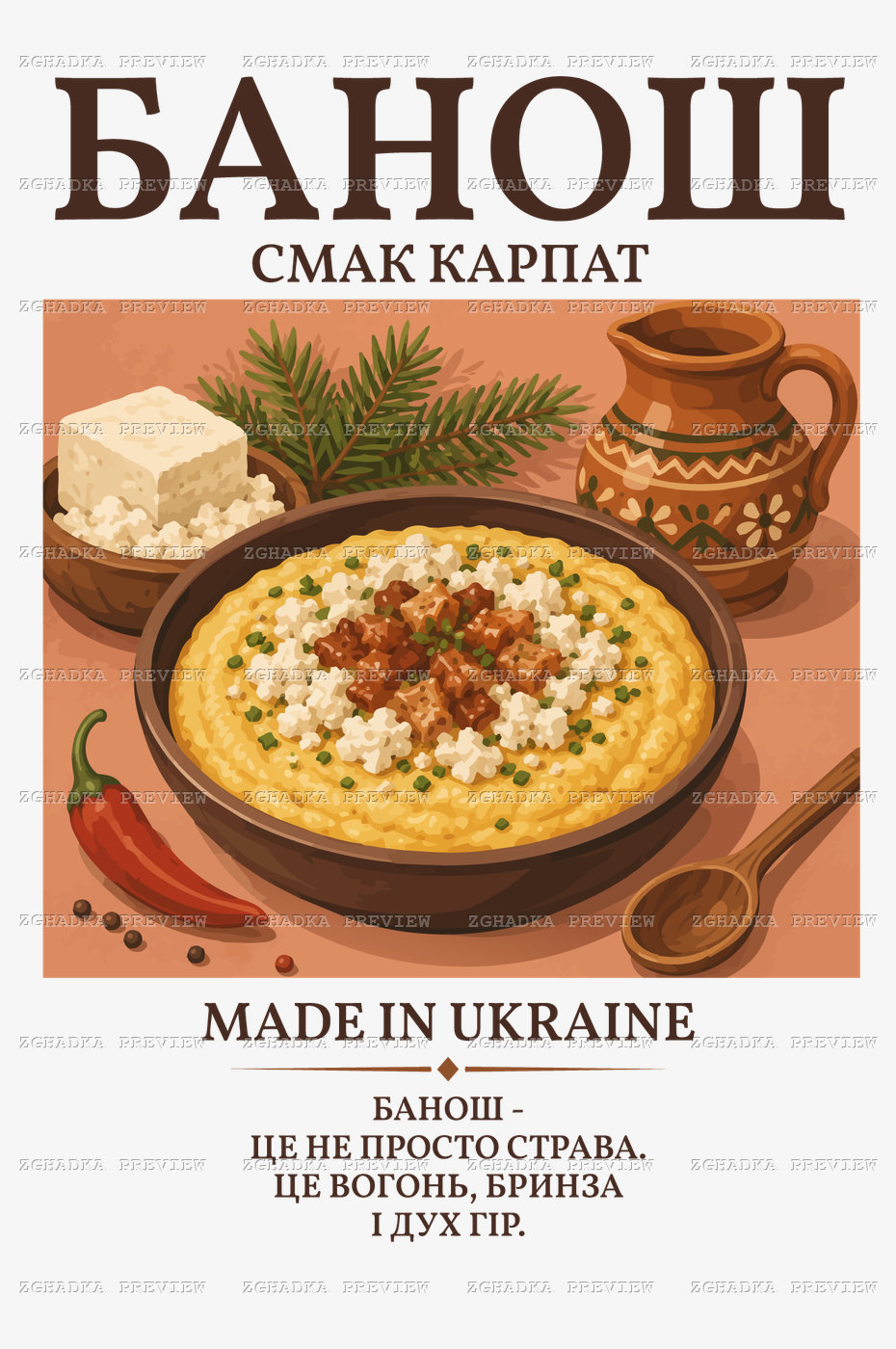 Принт «Банош — смак Карпат» — прев’ю дизайну