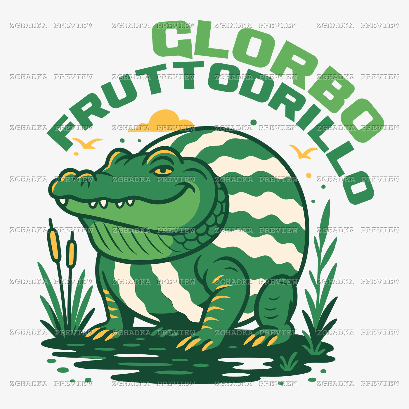 Принт «Glorbo Fruttodrillo — крокодил-кавун» — прев’ю дизайну