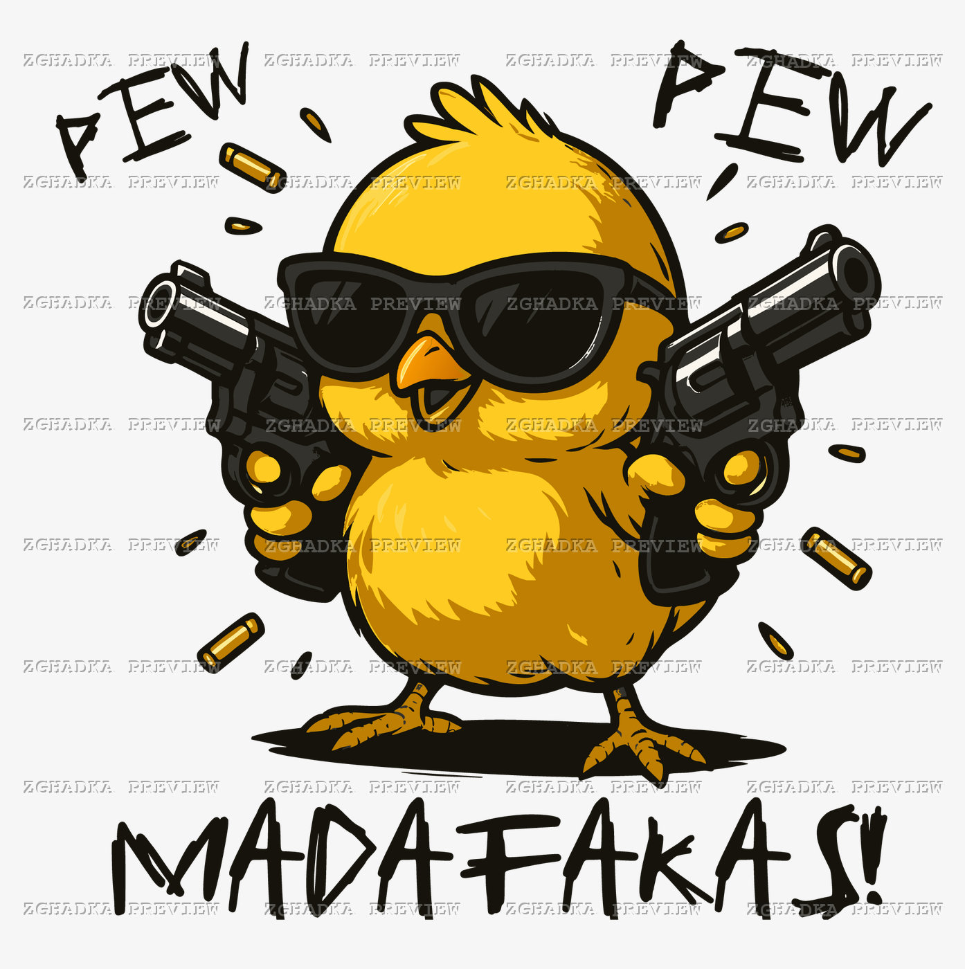 Принт «Pew Pew Madafakas — зухвале курча» — прев’ю дизайну