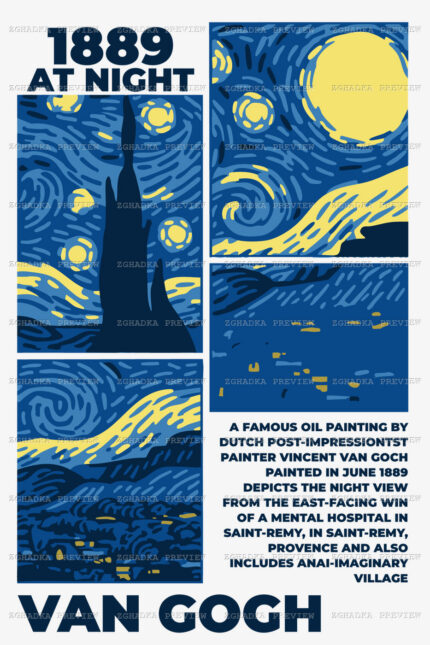 Принт «Van Gogh — 1889 at night» — прев’ю дизайну