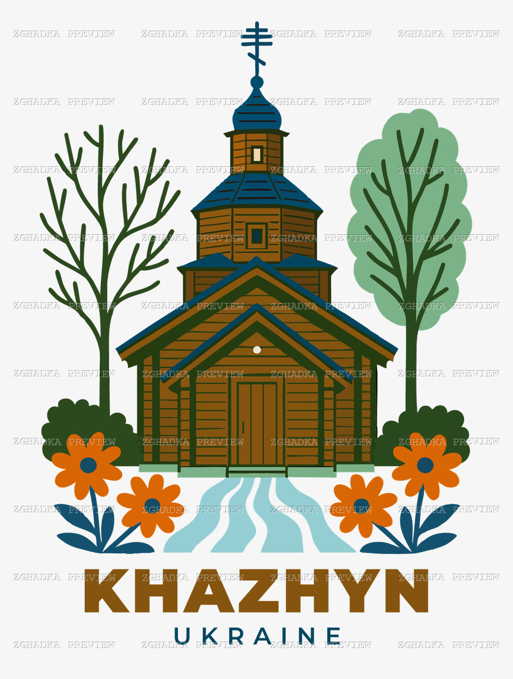 Принт «Khazhyn — Хажин, Україна» — прев’ю дизайну