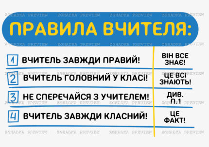 Принт «Правила вчителя» — прев’ю дизайну
