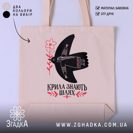 Шопер крила знають шлях, головний вигляд товару, Згадка.