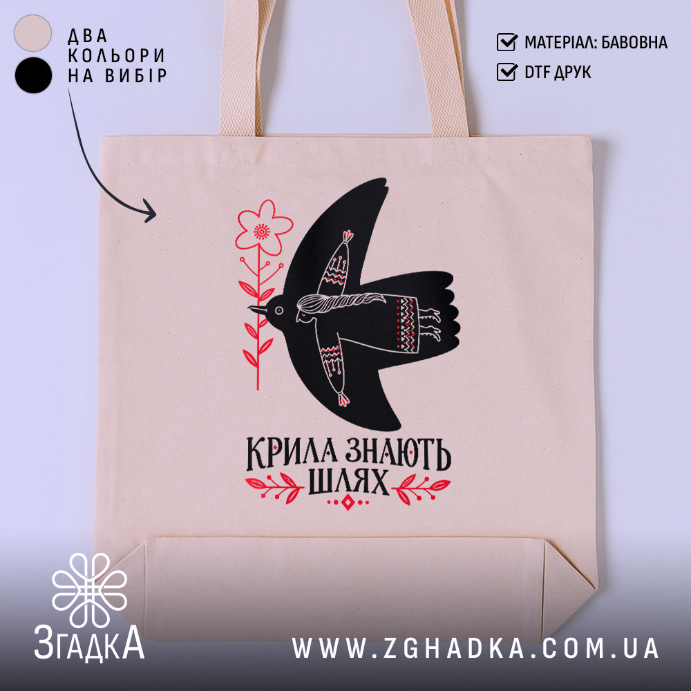 Шопер крила знають шлях, головний вигляд товару, Згадка.
